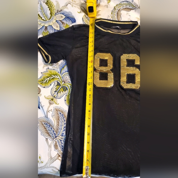 Fashion Nova Black Mesh Sequin 86 T-Shirt - Picture 4 of 6